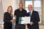 Ehrung von Sportlerinnen und Sportlern in der Aula der Alten Universität: Juliane Bogner-Strauß, Rene Mihelic, Stefan Herker