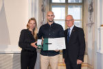 Ehrung von Sportlerinnen und Sportlern in der Aula der Alten Universität: Juliane Bogner-Strauß, Nico Maier, Stefan Herker