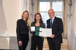 Ehrung von Sportlerinnen und Sportlern in der Aula der Alten Universität: Juliane Bogner-Strauß, Kincsö Olah, Stefan Herker