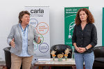 Caritas-Vizedirektorin Petra Prattes und Referatsleiterin Ingrid Winter (Abfall- und Ressourcenwirtschaft des Landes Steiermark) am Ramsch- & Raritätenmarkt von Carla in Graz. © Land Steiermark/Robert Binder; Verwendung bei Quellenangabe honorarfrei