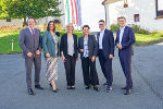 Konferenz in Seggauberg: Landesrat René Zumtobel (Tirol), LH-Stv. Astrid Eisenkopf (Burgenland), Ministerin Leonore Gewessler, Landesrätin Ursula Lackner (Steiermark), Stadtrat Jürgen Czernohorszky (Wien) und Landesrat Stefan Kaineder (Oberösterreich) (v.l.)