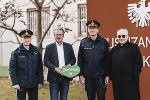 Chefinspektor Gerhard Sampt, LH Christopher Drexler, Oberstleutnant  Günther Zach, Diözesanbischof Wilhelm Krautwaschl (v.l.) beim Besuch in der Justizanstalt Karlau.