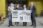 Direktor Robert Marchler, Landesrat Werner Amon, Landesrätin Ursula Lackner und Direktor Alexander Krückl (v.r.) bei der Projekt-Präsentation in Knittelfeld.