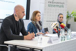 Michael Zimmer, LR Simone Schmiedtbauer und Kerstin Dremel (v.l.) stellten die neue Kampagne im Medienzentrum Steiermark vor. © Land Steiermark/Robert Binder; Verwendung bei Quellenangabe honorarfrei Michael Zimmer, LR Simone Schmiedtbauer und Kerstin Dremel (v.l.) stellten die neue Kampagne im Medienzentrum Steiermark vor.