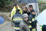 Militärkommandant Heinz Zöllner, BM Klaudia Tanner, LH Christopher Drexler machen sich ein Bild von der Lage und danken den Einsatzkräften