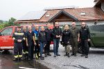 Bürgermeister Peter Domweber, Bereichsfeuerwehrkommandant Thomas Gruber, Bereichsfeuerwehrkommandant-Stellvertreter Johann Hierzer, KHD-Kommandant Andreas Fuchs, BH Kerstin Raith-Schweighofer, Landesbranddirektor-Stellvertreter Christian Leitgeb, LH Christopher Drexler, BM Klaudia Tanner, Militärkommandant Heinz Zöllner, Katastrophenschutz-Leiter Harald Eitner