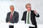 LH Peter Kaiser und LH Christopher Drexler bei der Pressekonferenz © Land Steiermark/Binder LH Peter Kaiser und LH Christopher Drexler bei der Pressekonferenz