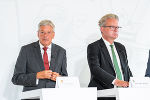 LH Peter Kaiser und LH Christopher Drexler bei der Pressekonferenz © Land Steiermark/Robert Binder LH Peter Kaiser und LH Christopher Drexler bei der Pressekonferenz