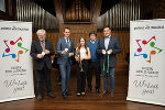 Prima la musica 2025: Programmpräsentation im Johann-Joseph-Fux-Konservatorium mit Eduard Lanner (Direktor), Landesrat Stefan Hermann, Trompeterin Verena Scheiber, Pianist Christian Dolcet und Robert Ederer (Landesfachbeirat) (v.l.).    © Land Steiermark/Andreas Resch; Verwendung bei Quellenangabe honorarfrei