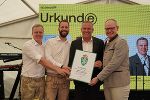 Geschäftsführer Manuel Pichler, Geschäftsführer Alexander Fürnschuß, Landeshauptmann Mario Kunasek und der Hauptgeschäftsführer von e.Denzel & Intratec Herbert Planetz (v.l.) © Land Steiermark/Mitteregger; bei Quellenangabe honorarfrei